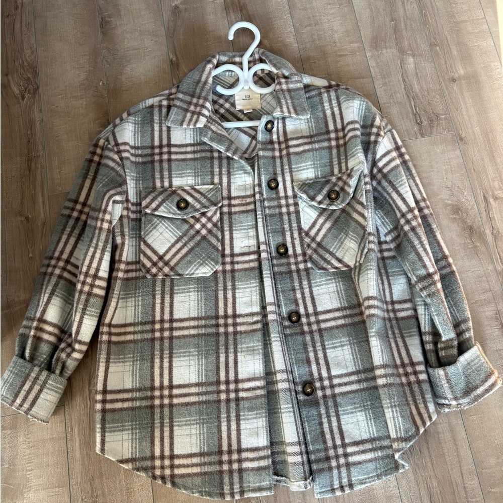 Thread & Supply Kids Plaid Shirt in Gray and Brown